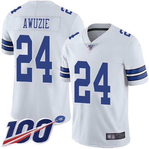 Men Dallas Cowboys Limited White Chidobe Awuzie Road #24 100th Season Vapor Untouchable NFL Jersey->youth nfl jersey->Youth Jersey